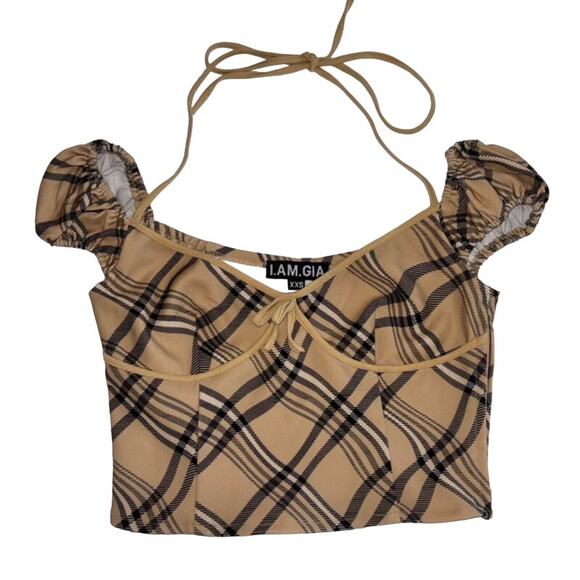 I. AM. GIA. Caramel Burberry Top size XXS - Picture 2 of 4
